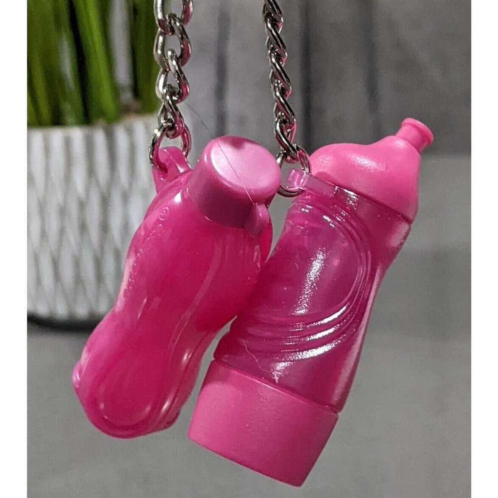 Tupperware 2 Eco Sport Water Bottle Keychain Pink New